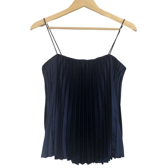 Vince Navy Accordion Pleated Square Neck Camisole Tank Top/Cami | Size Small - Picture 9 of 11